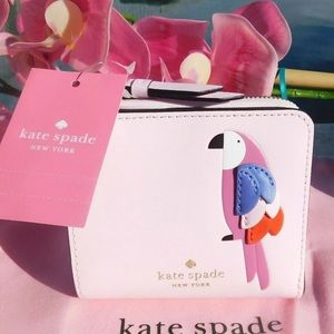 Kate Spade Flock Party Parrot Small L-zip Wallet